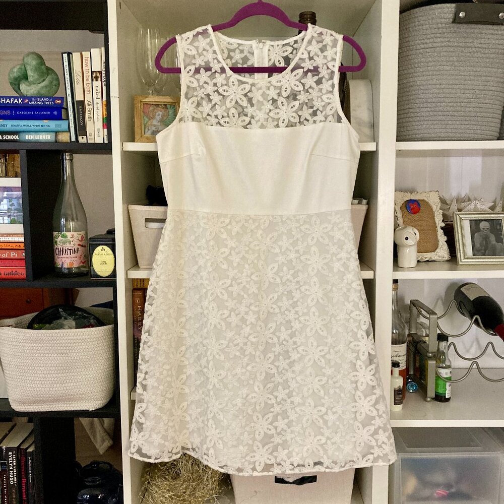 NWT Calvin Klein White Lace Fit & Flare Dress Sleeveless Size 12